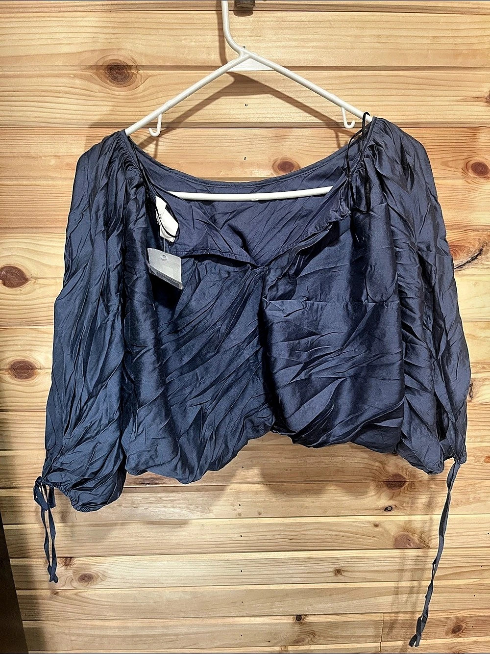 Maje Blue Cropped Blouse Size Medium NWT